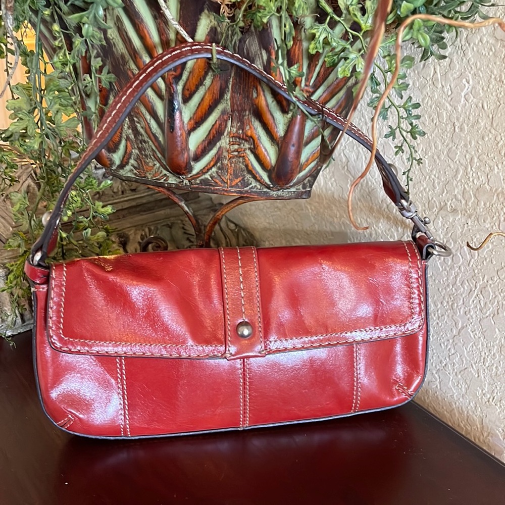 Fossil Red Leather Shoulder Clutch Wristlet